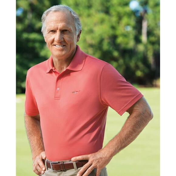 Greg Norman Tasso Elba ProTech Performance Polo Five Iron Coral Crush READ XL - Picture 1 of 11